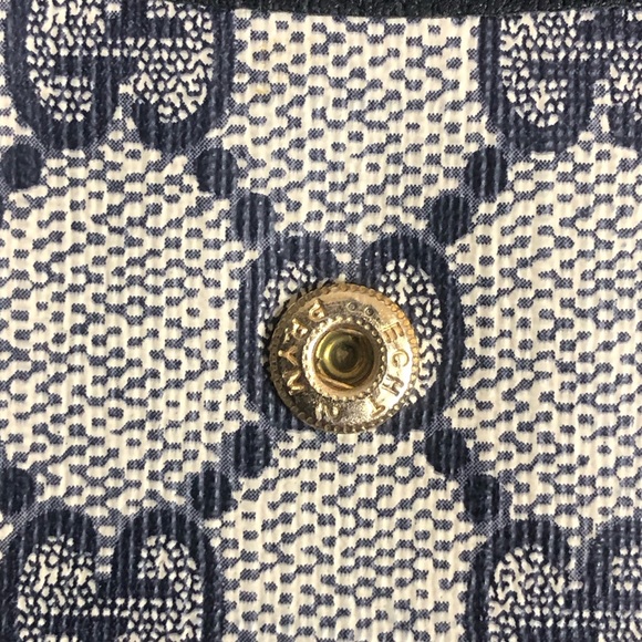 GUCCI GG Web Monogram Navy Blue Leather Coated Canvas Compact Bifold Wallet - Picture 5 of 17